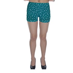 Flowers Floral Background Green Skinny Shorts