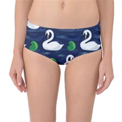 Swan-pattern-elegant-design Mid-waist Bikini Bottoms by Proyonanggan
