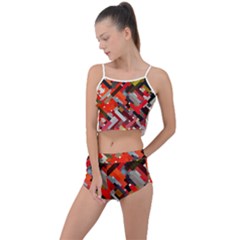 Maze Mazes Fabric Fabrics Color Summer Cropped Co-ord Set by Sarkoni