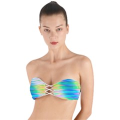 Wave Rainbow Bright Texture Twist Bandeau Bikini Top