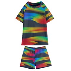 Colorful Background Kids  Swim T-shirt And Shorts Set