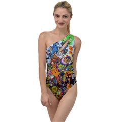 Cartoon Characters Tv Show  Adventure Time Multi Colored To One Side Swimsuit by Sarkoni