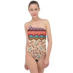 Ethnic-tribal-pattern-background Classic One Shoulder Swimsuit by Apen