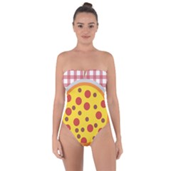 Pizza Table Pepperoni Sausage Tie Back One Piece Swimsuit by Ravend