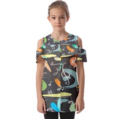 Repetition Seamless Child Sketch Fold Over Open Sleeve Top by Pakjumat
