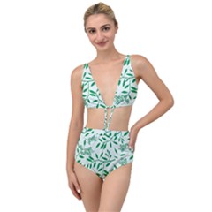 Leaves Foliage Green Wallpaper Tied Up Two Piece Swimsuit