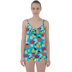 Pop Art Style Citrus Seamless Pattern Tie Front Two Piece Tankini by Bedest