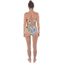 Travel Pattern Immigration Stamps Stickers With Historical Cultural Objects Travelling Visa Immigran Tie Back One Piece Swimsuit View2