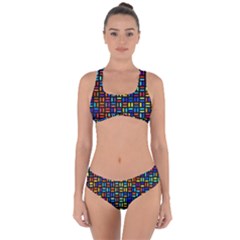 Geometric Colorful Square Rectangle Criss Cross Bikini Set by Pakjumat