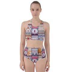 Pattern Texture Multi Colored Variation Racer Back Bikini Set by Pakjumat