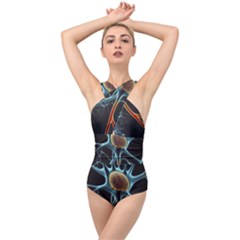 Organism Neon Science Cross Front Low Back Swimsuit by Pakjumat