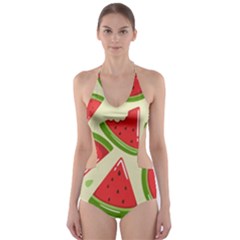 Cute Watermelon Seamless Pattern Cut-out One Piece Swimsuit by Pakjumat
