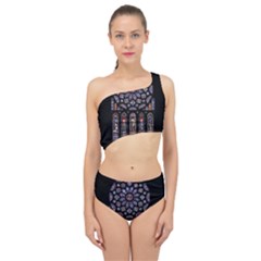 Chartres Cathedral Notre Dame De Paris Stained Glass Spliced Up Two Piece Swimsuit by Maspions