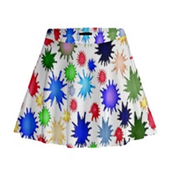 Inks Drops Black Colorful Paint Mini Flare Skirt by Hannah976