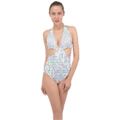 Dots Color Rows Columns Background Halter Front Plunge Swimsuit by Hannah976