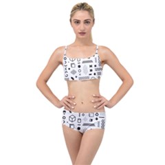 Pattern Hipster Abstract Form Geometric Line Variety Shapes Polkadots Fashion Style Seamless Layered Top Bikini Set