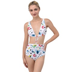 Vector Set Isolates With Cute Birds Scandinavian Style Tied Up Two Piece Swimsuit by Apen