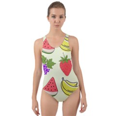Fruits Pattern Background Food Cut-out Back One Piece Swimsuit by Apen