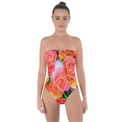 Bouquet Floral Blossom Anniversary Tie Back One Piece Swimsuit by Ravend