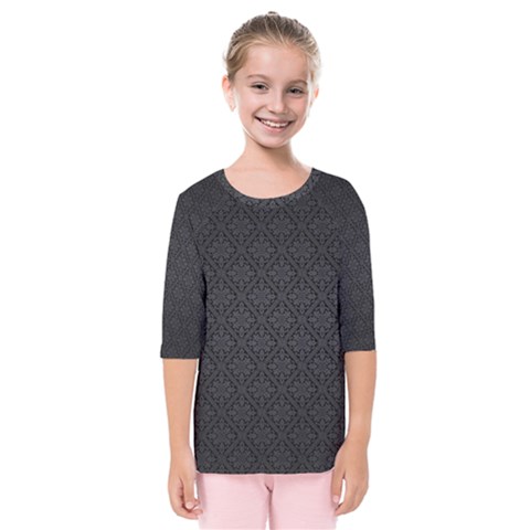 Black Floral Background, Black Backgrounds, Vintage Floral Kids  Quarter Sleeve Raglan T-shirt by nateshop