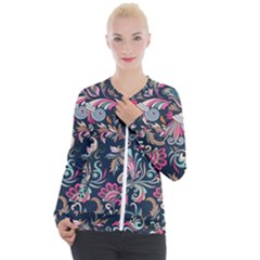 Coorful Flowers Pattern Floral Patterns Casual Zip Up Jacket