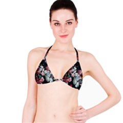 Floral Pattern, Red, Floral Print, E, Dark, Flowers Classic Bikini Top by nateshop
