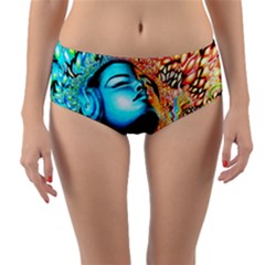 Color Detail Dream Fantasy Neon Psychedelic Teaser Reversible Mid-waist Bikini Bottoms by Sarkoni