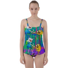 Jake And Finn Adventure Time Landscape Forest Saturation Twist Front Tankini Set by Sarkoni