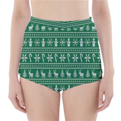 Wallpaper Ugly Sweater Backgrounds Christmas High-waisted Bikini Bottoms by artworkshop