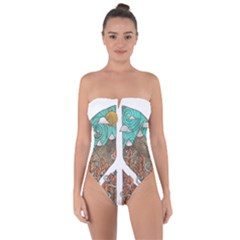 Psychedelic Art Painting Peace Drawing Landscape Art Peaceful Tie Back One Piece Swimsuit by Sarkoni