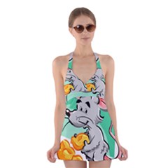 Mouse Cheese Tail Rat Mice Hole Halter Dress Swimsuit  by Sarkoni