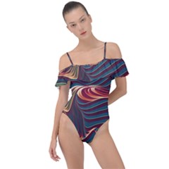 Dessert Storm Wave  pattern  Frill Detail One Piece Swimsuit by coffeus