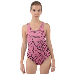 Pink Monstera Cut-out Back One Piece Swimsuit by ConteMonfrey
