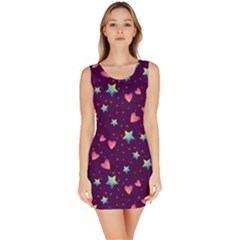 Colorful Stars Hearts Seamless Vector Pattern Bodycon Dress by Apen