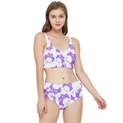 Purple Owl Pattern Background Frilly Bikini Set by Apen
