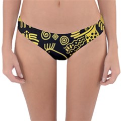 Golden Indian Traditional Signs Symbols Reversible Hipster Bikini Bottoms