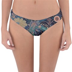 Vintage Peacock Feather Reversible Hipster Bikini Bottoms by Jatiart