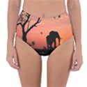 Elephant Landscape Tree Africa Sunset Safari Wild Reversible High-Waist Bikini Bottoms View1
