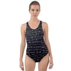 Math Equations Formulas Pattern Cut-out Back One Piece Swimsuit by Ravend