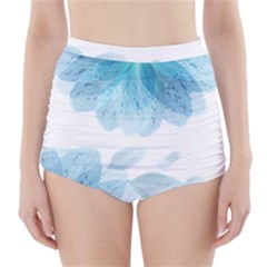 Blue-flower High-waisted Bikini Bottoms by saad11