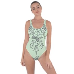 Illustration Of Butterflies And Flowers Ornament On Green Background Bring Sexy Back Swimsuit by Ket1n9