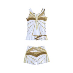 Simulated Gold Leaf Gilded Butterfly Kids  Boyleg Swimsuit by essentialimage