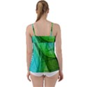 Sunlight Filtering Through Transparent Leaves Green Blue Babydoll Tankini Top View2