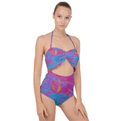 Abstract Fantastic Ractal Gradient Scallop Top Cut Out Swimsuit by Ket1n9