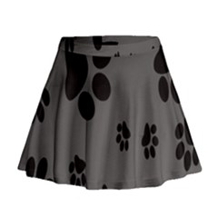 Dog Foodprint Paw Prints Seamless Background And Pattern Mini Flare Skirt by Ket1n9