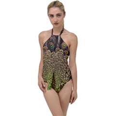 Peacock Feathers Wheel Plumage Go With The Flow One Piece Swimsuit by Ket1n9