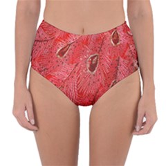 Red Peacock Floral Embroidered Long Qipao Traditional Chinese Cheongsam Mandarin Reversible High-waist Bikini Bottoms by Ket1n9