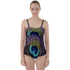 Peacock Feather Twist Front Tankini Set by Ket1n9