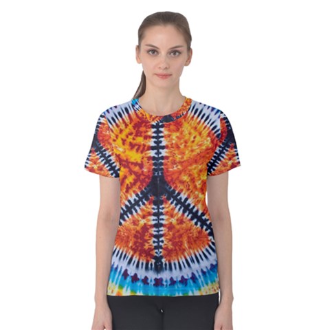 Tie Dye Peace Sign Women s Cotton T-shirt by Ket1n9