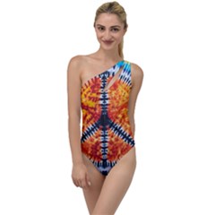 Tie Dye Peace Sign To One Side Swimsuit by Ket1n9